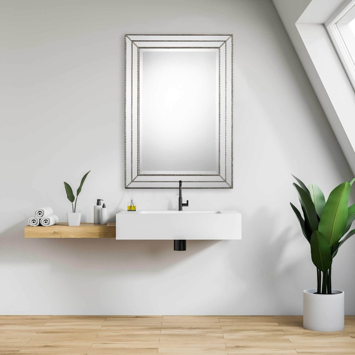 Savet Metallic Silver Mirror - Uttermost - Rectangular Mirrors by Modest Hut