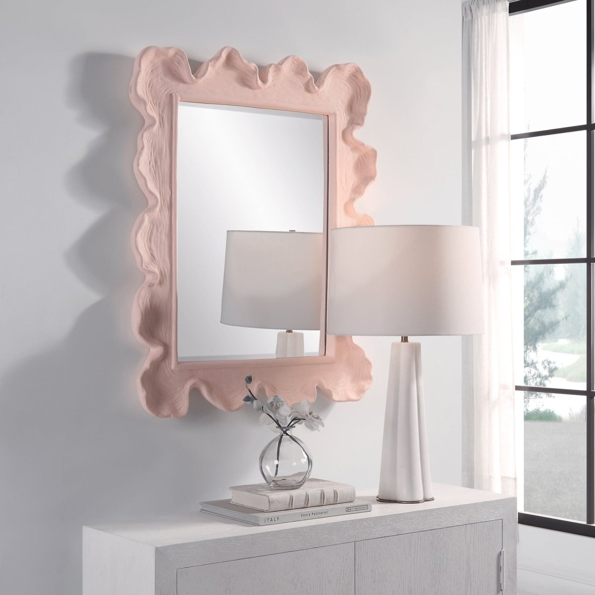 Sea Coral Pink Mirror - Uttermost - Rectangular Mirrors by Modest Hut