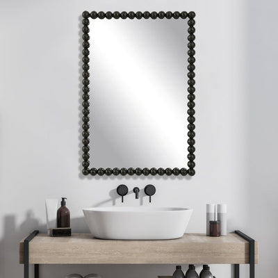 Serna Black Vanity Mirror - Uttermost - Rectangular Mirrors by Modest Hut