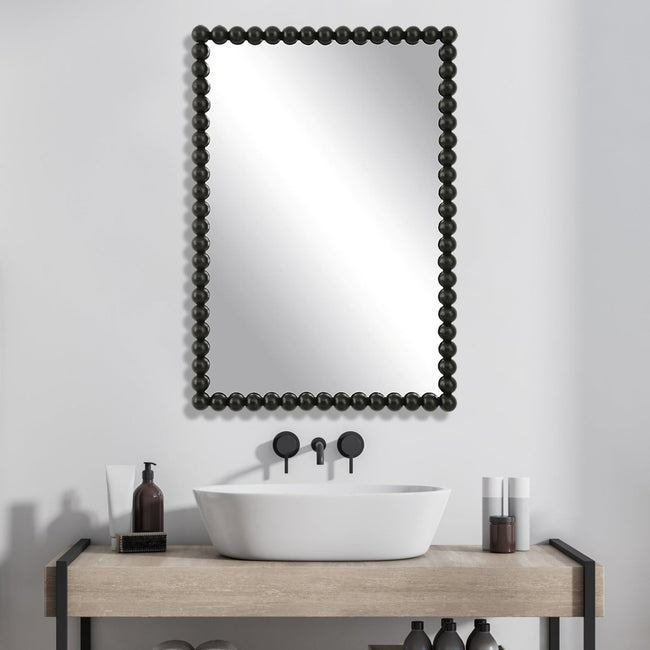 Serna Black Vanity Mirror - Uttermost - Rectangular Mirrors by Modest Hut