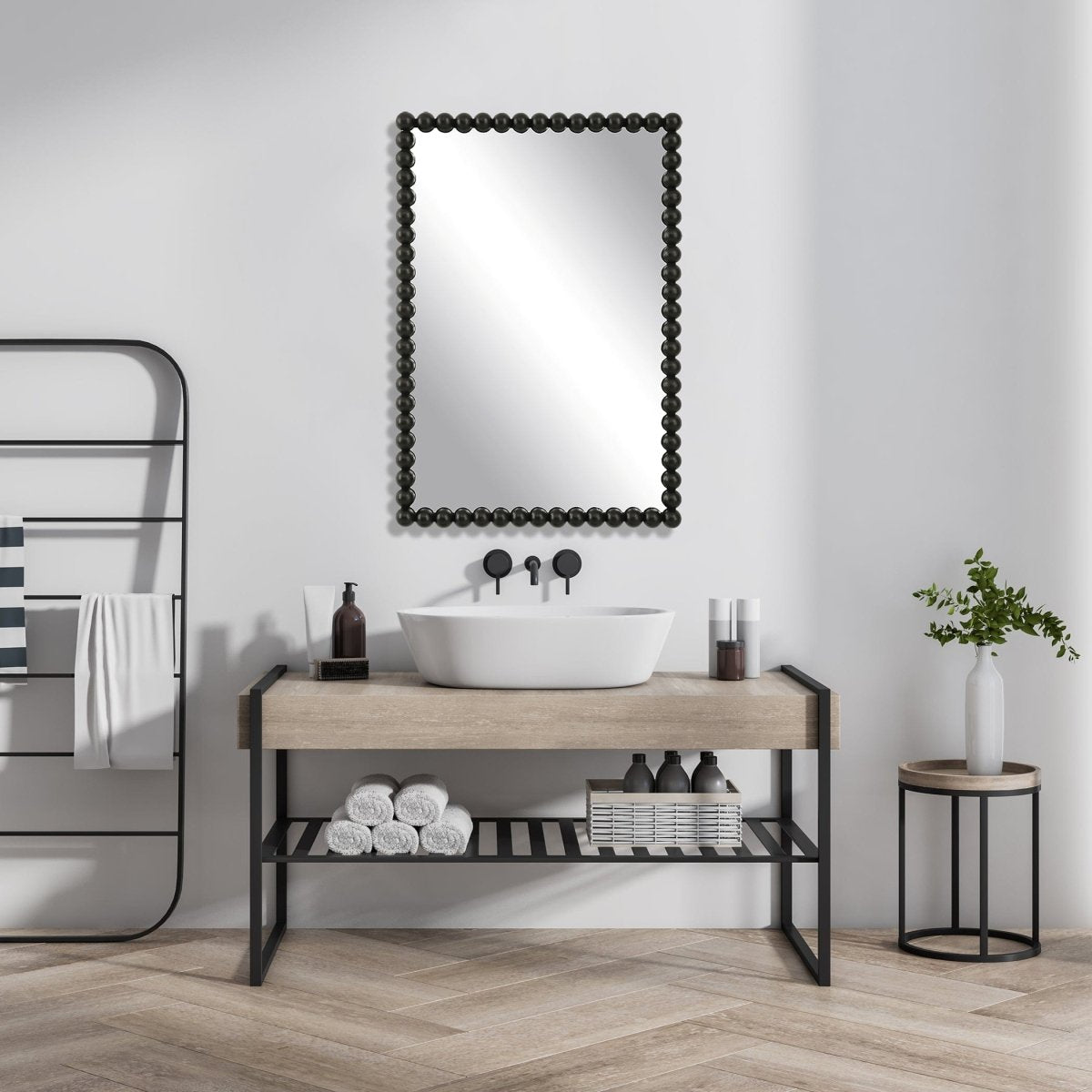 Serna Black Vanity Mirror - Uttermost - Rectangular Mirrors by Modest Hut