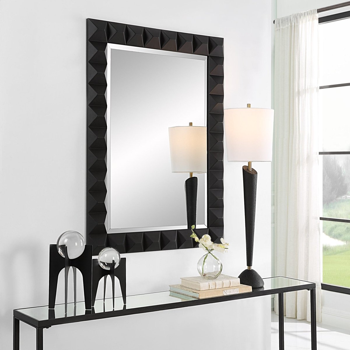 Studded Black Mirror - Uttermost - Rectangular Mirrors by Modest Hut