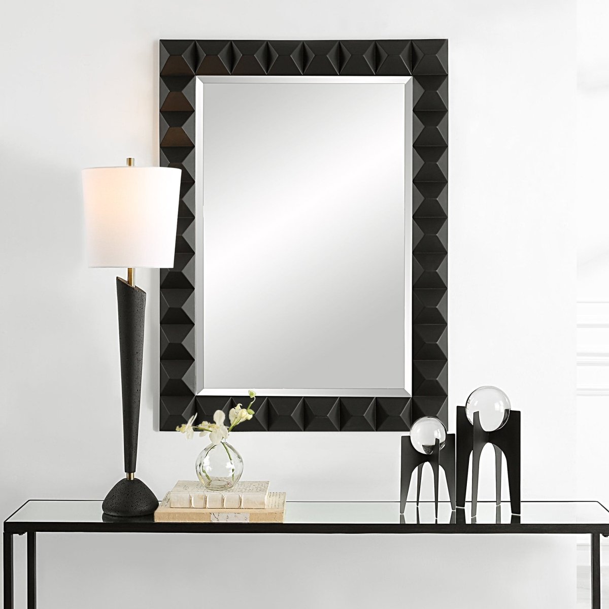 Studded Black Mirror - Uttermost - Rectangular Mirrors by Modest Hut