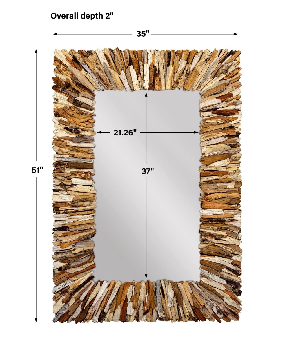 Teak Branch Rectangular Mirror - Uttermost - Rectangular Mirrors by Modest Hut