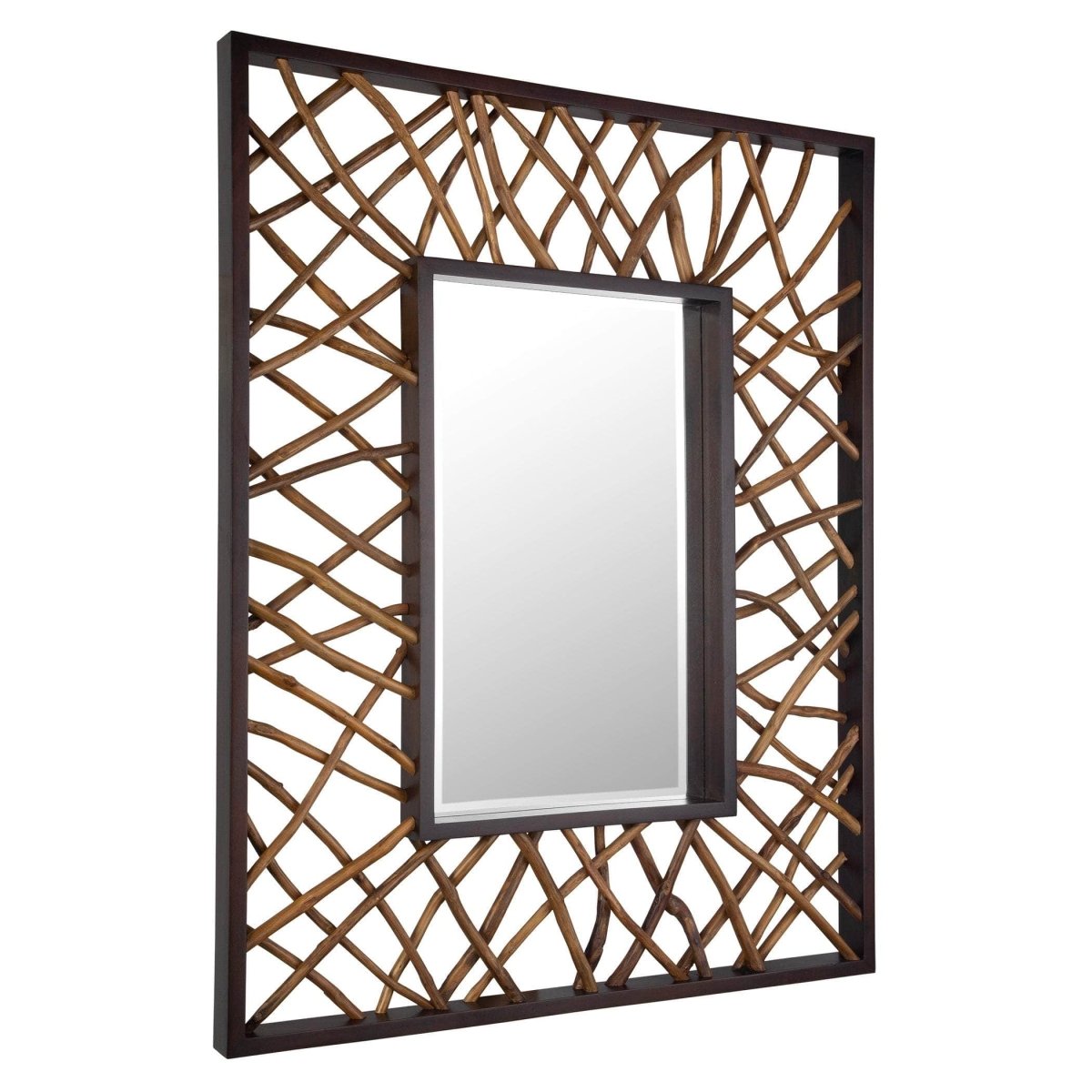 Teak Maze Rectangle Mirror - Uttermost - Rectangular Mirrors by Modest Hut