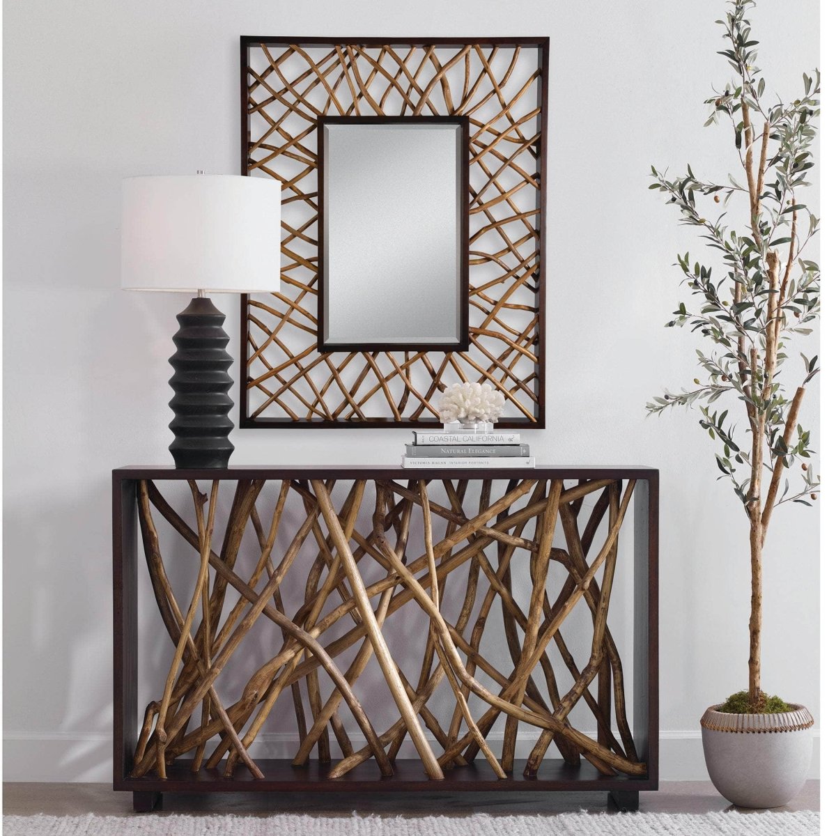 Teak Maze Rectangle Mirror - Uttermost - Rectangular Mirrors by Modest Hut