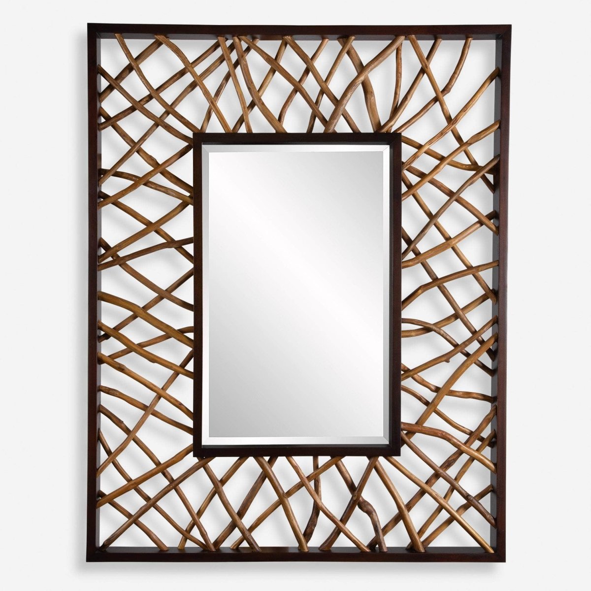 Teak Maze Rectangle Mirror - Uttermost - Rectangular Mirrors by Modest Hut