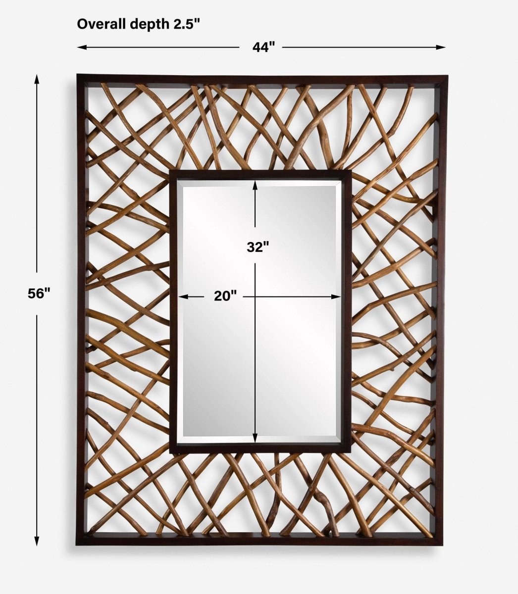 Teak Maze Rectangle Mirror - Uttermost - Rectangular Mirrors by Modest Hut