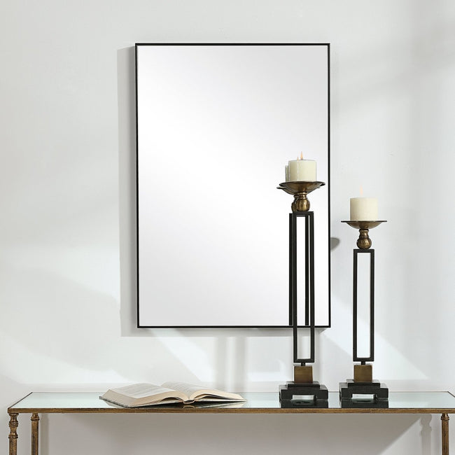 Thin Black Simple Clean Design Frame Mirror - Uttermost - Rectangular Mirrors by Modest Hut
