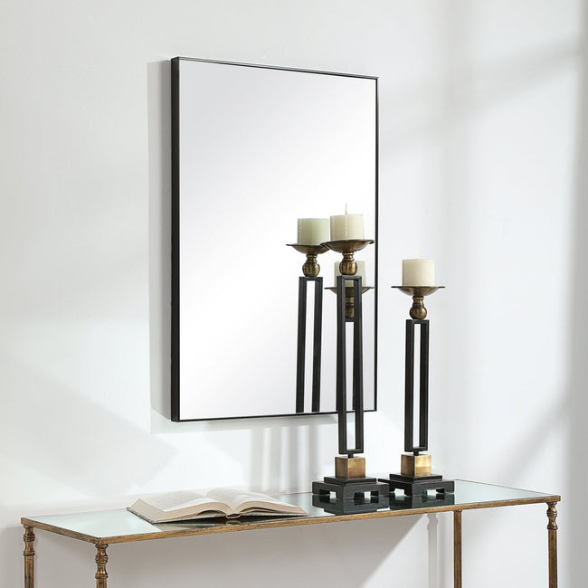 Thin Black Simple Clean Design Frame Mirror - Uttermost - Rectangular Mirrors by Modest Hut