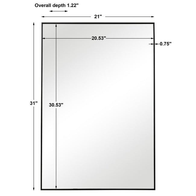 Thin Black Simple Clean Design Frame Mirror - Uttermost - Rectangular Mirrors by Modest Hut