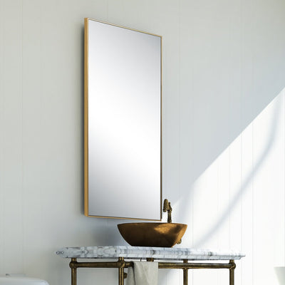 Thin Gold Contemporary Design Frame Mirror - Uttermost - Rectangular Mirrors by Modest Hut