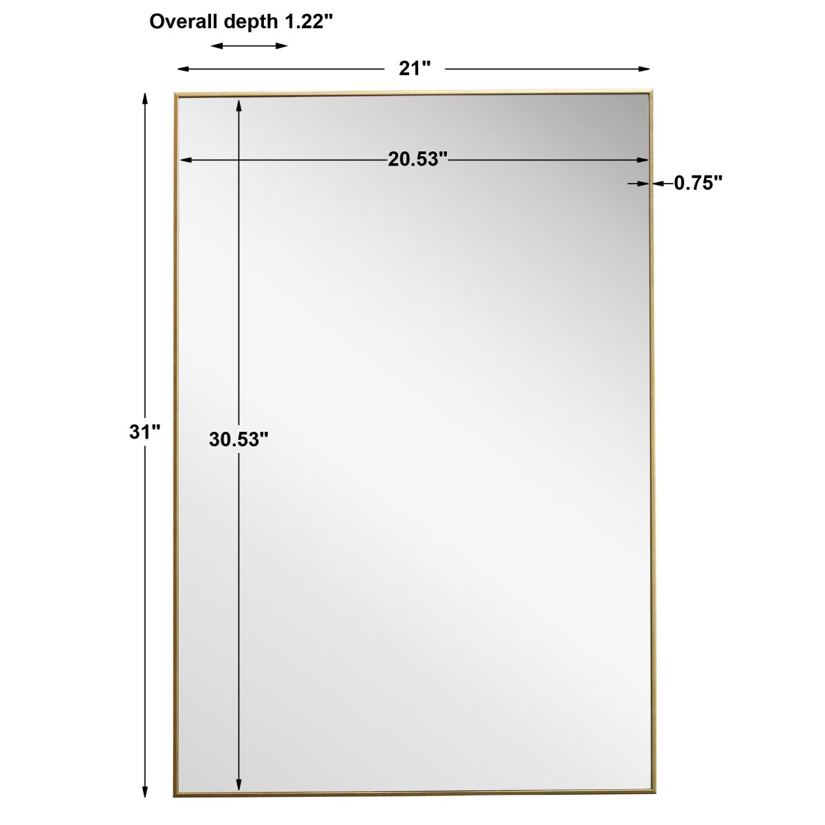 Thin Gold Simple Clean Design Frame Mirror - Uttermost - Rectangular Mirrors by Modest Hut