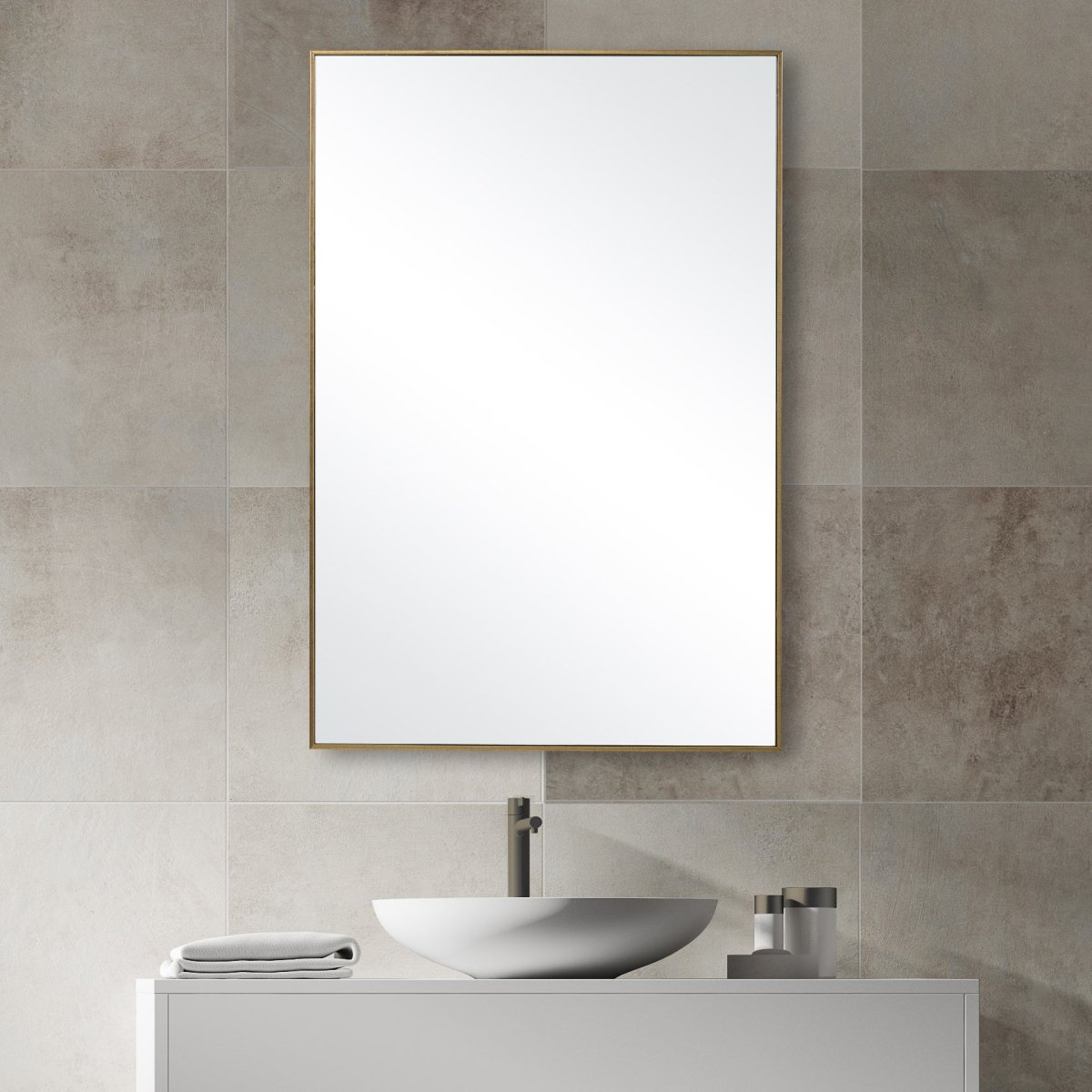 Thin Gold Simple Clean Design Frame Mirror - Uttermost - Rectangular Mirrors by Modest Hut