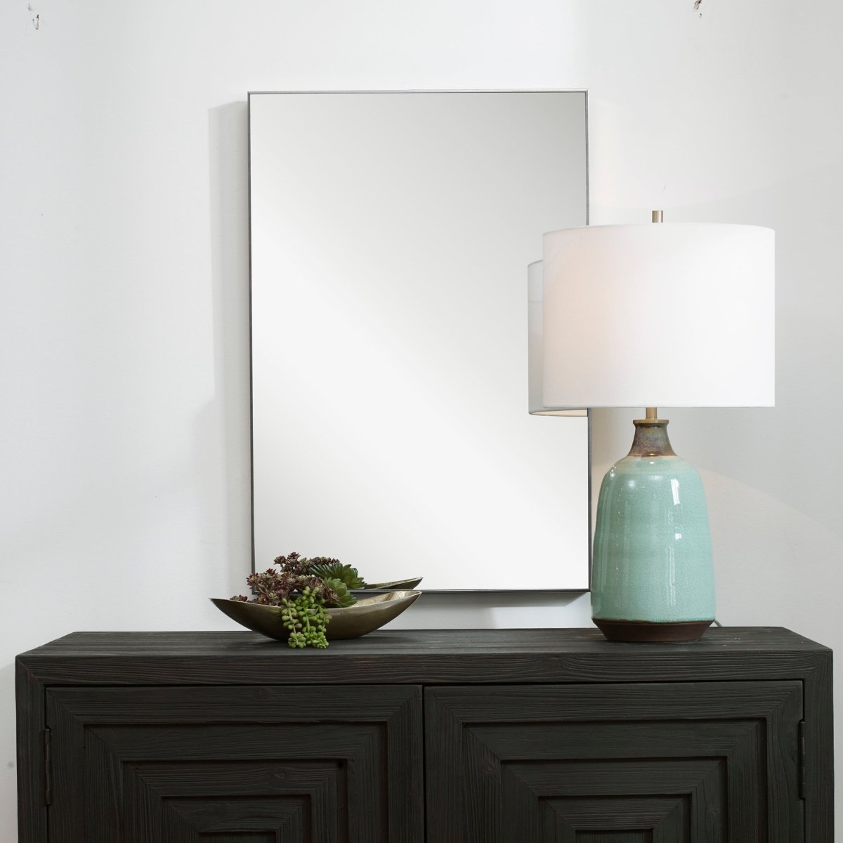 Thin Silver Simple Clean Design Frame Mirror - Uttermost - Rectangular Mirrors by Modest Hut