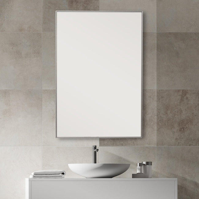 Thin Silver Simple Clean Design Frame Mirror - Uttermost - Rectangular Mirrors by Modest Hut
