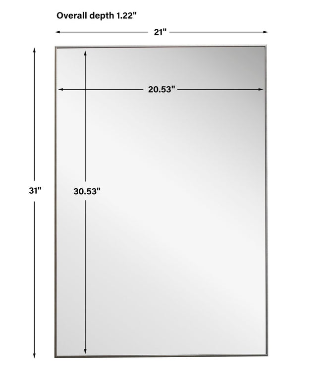 Thin Silver Simple Clean Design Frame Mirror - Uttermost - Rectangular Mirrors by Modest Hut