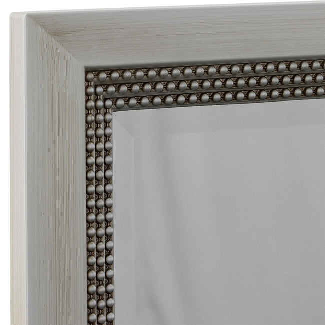 Warm Silver Beaded Mirror with Beveled Center - Uttermost - Rectangular Mirrors by Modest Hut