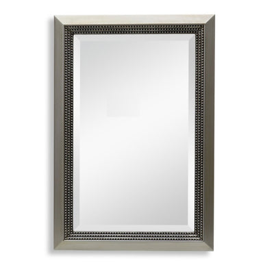 Warm Silver Beaded Mirror with Beveled Center - Uttermost - Rectangular Mirrors by Modest Hut