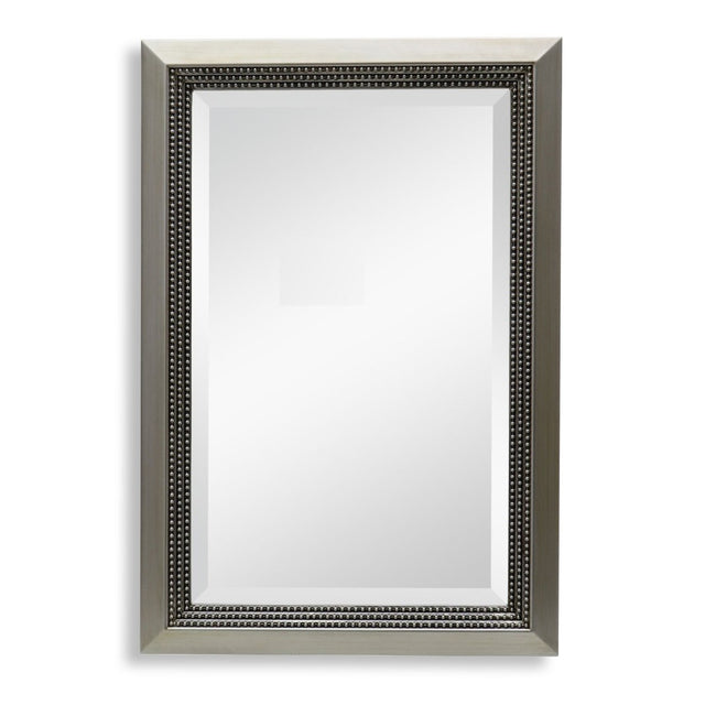 Warm Silver Beaded Mirror with Beveled Center - Uttermost - Rectangular Mirrors by Modest Hut