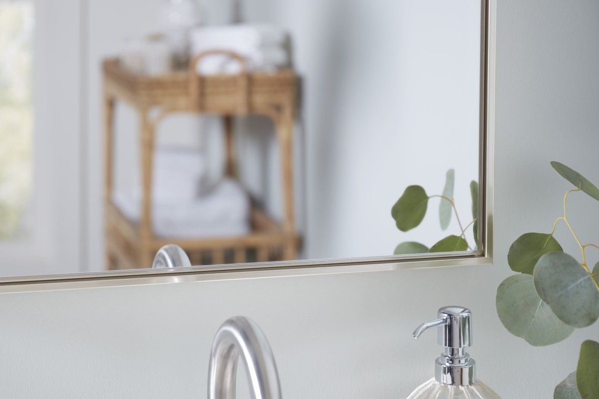 Warm Silver Floating Design Vanity Mirror - Uttermost - Rectangular Mirrors by Modest Hut