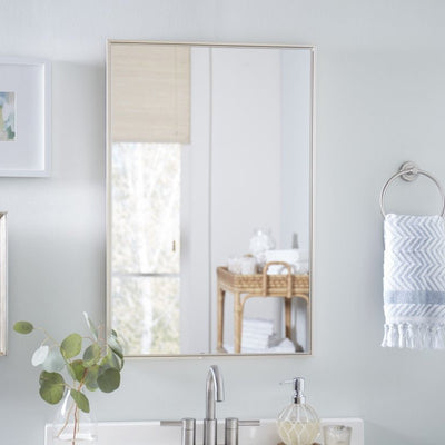 Warm Silver Floating Design Vanity Mirror - Uttermost - Rectangular Mirrors by Modest Hut