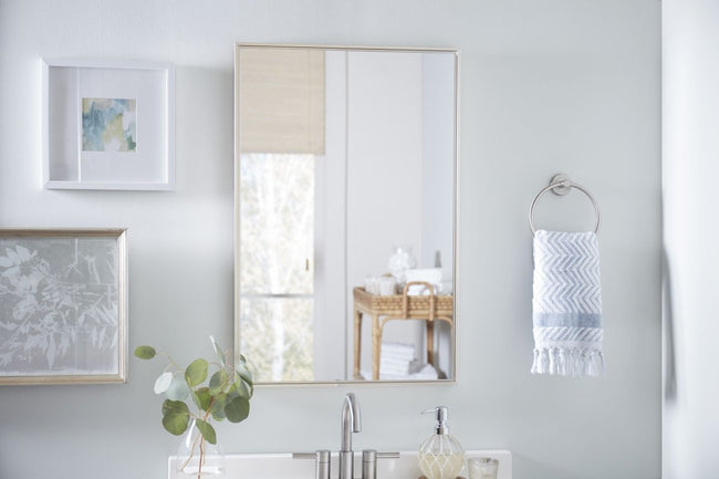 Warm Silver Floating Design Vanity Mirror - Uttermost - Rectangular Mirrors by Modest Hut
