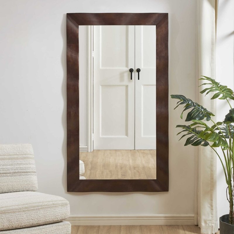 Wrinkle Wavy Wood Mirror by Uttermost styled room view