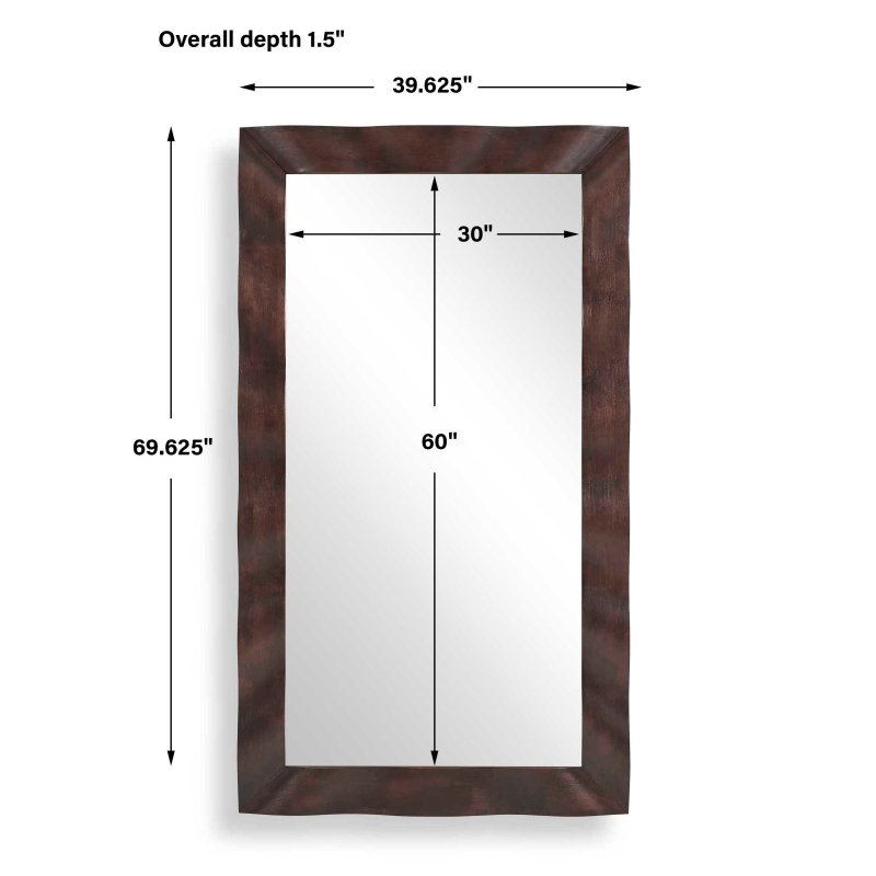 Wrinkle Wavy Wood Mirror by Uttermost dimensions diagram