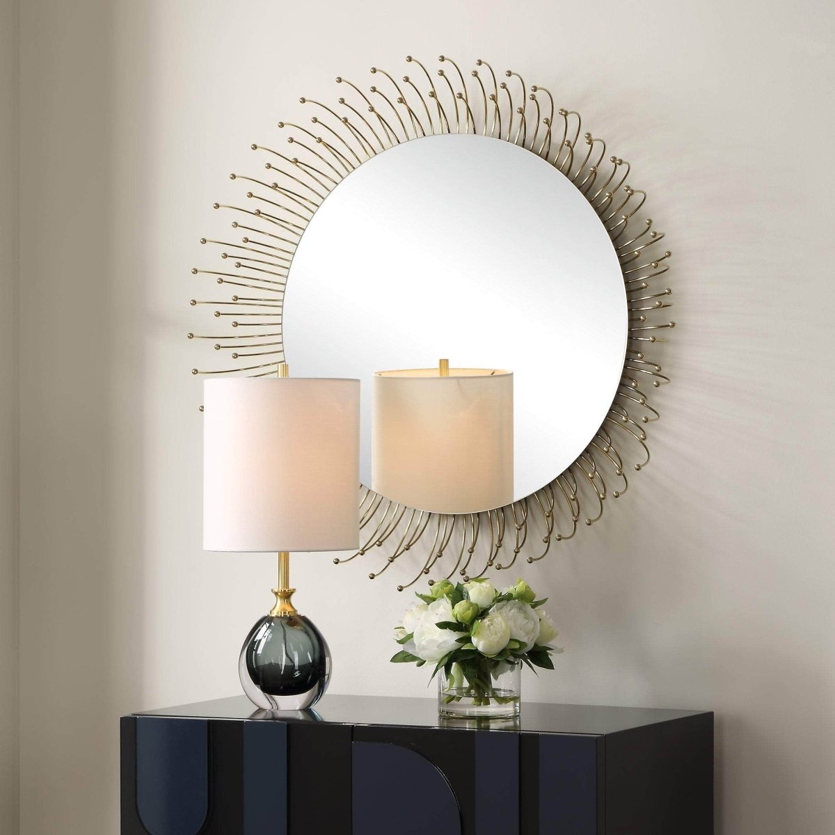 Aga Round Gold Mirror - Uttermost - Round Mirrors by Modest Hut