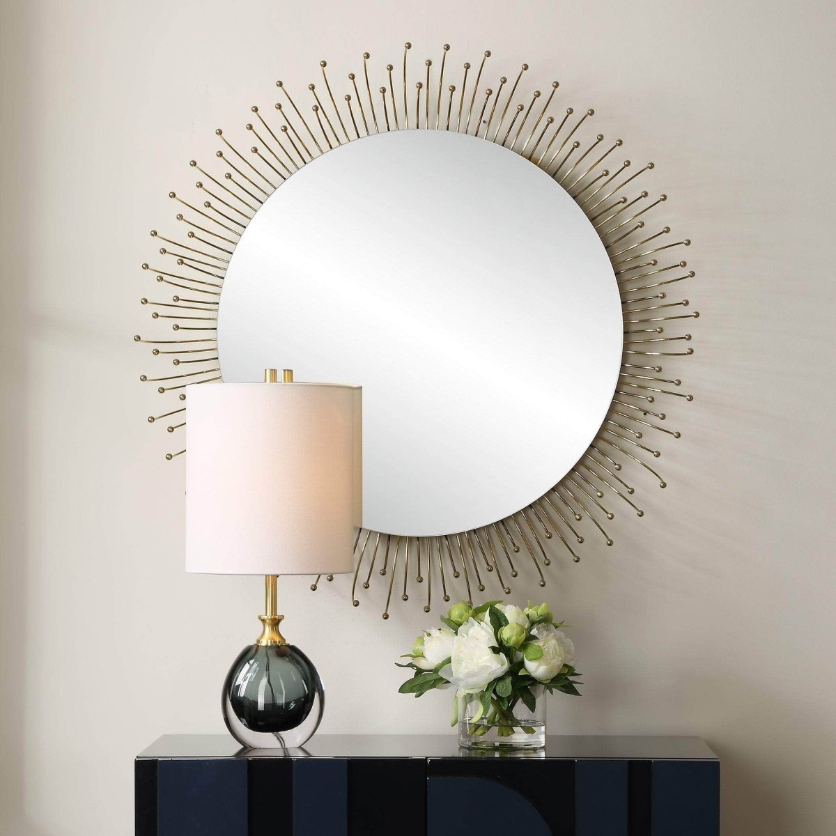 Aga Round Gold Mirror - Uttermost - Round Mirrors by Modest Hut