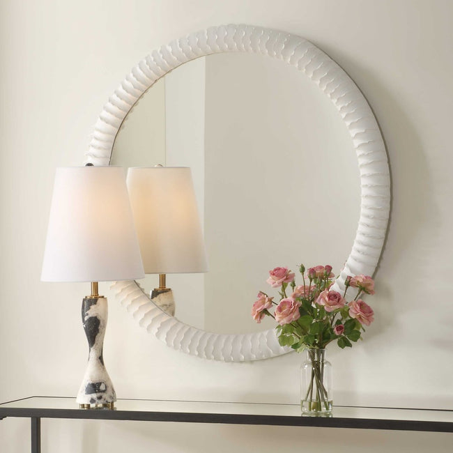 Akiko White Round Mirror - Uttermost - Round Mirrors by Modest Hut