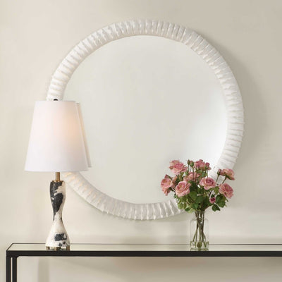 Akiko White Round Mirror - Uttermost - Round Mirrors by Modest Hut