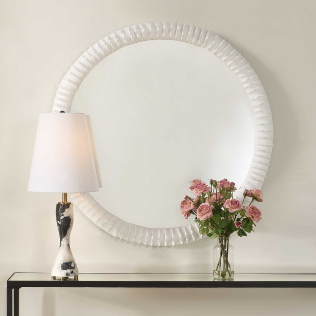 Akiko White Round Mirror - Uttermost - Round Mirrors by Modest Hut