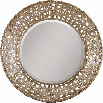 Alita Champagne Woven Metal Mirror - Uttermost - Round Mirrors by Modest Hut