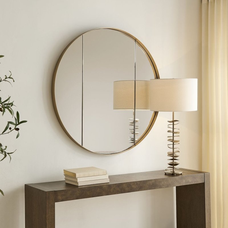 Side view of the Amram Round Mirror by Uttermost