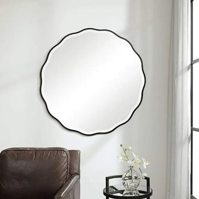 Aneta Black Round Mirror - Uttermost - Round Mirrors by Modest Hut