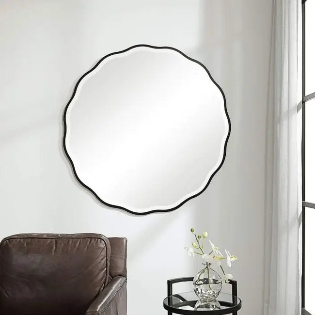 Aneta Black Round Mirror - Uttermost - Round Mirrors by Modest Hut