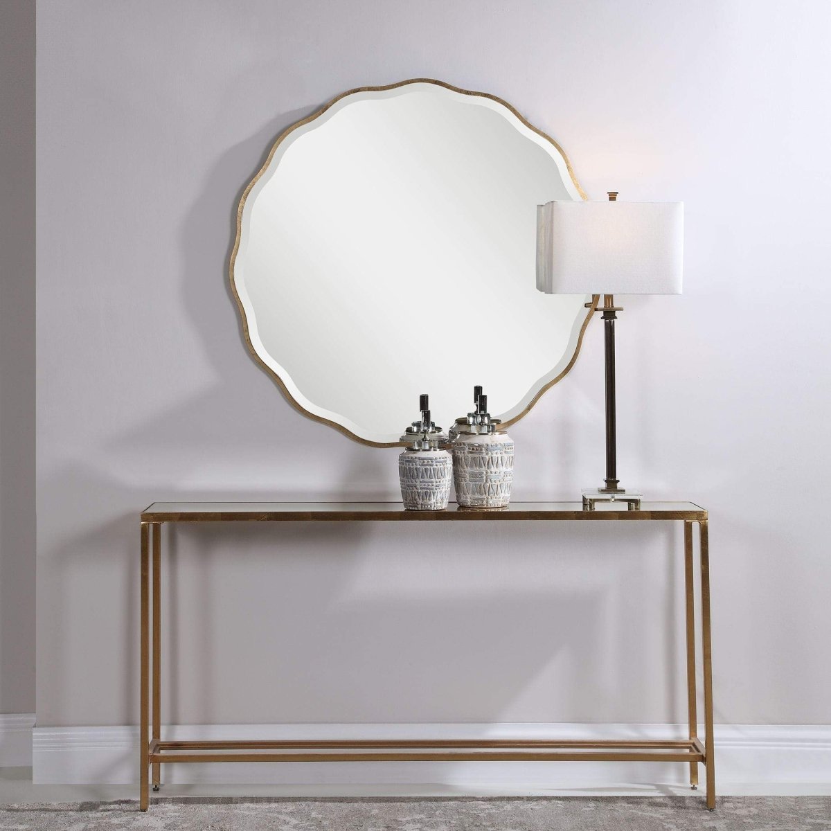 Aneta Gold Round Mirror - Uttermost - Round Mirrors by Modest Hut