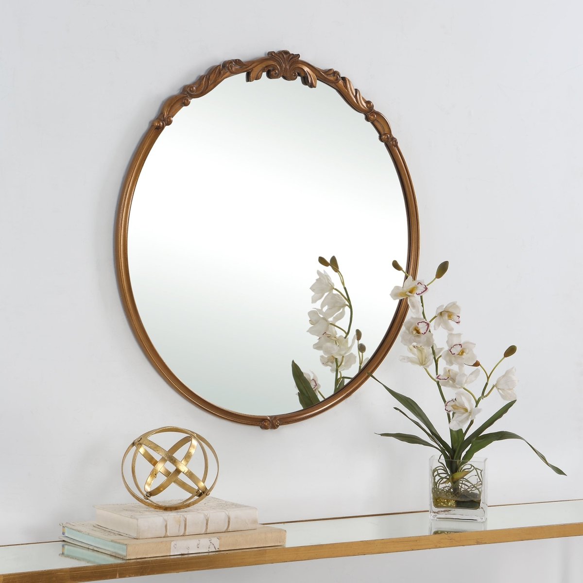 Antique Gold Ornate Round Mirror - Uttermost - Round Mirrors by Modest Hut