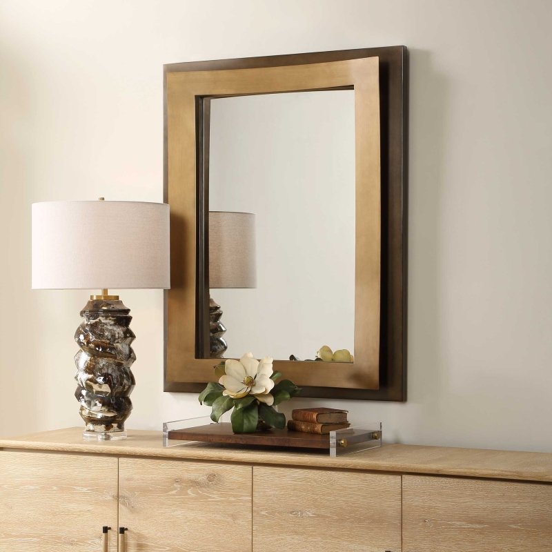 Around The Bend Golden Bronze Mirror - Round Mirrors