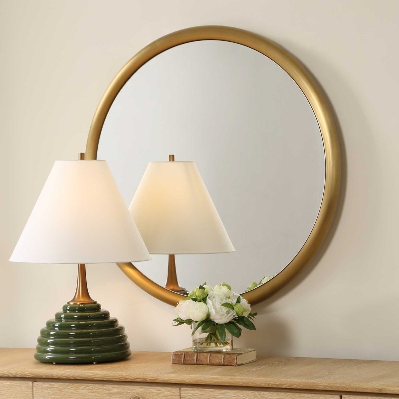 Atkinson Modern Brass Round Mirror - Round Mirrors