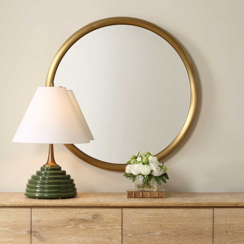 Atkinson Modern Brass Round Mirror - Round Mirrors