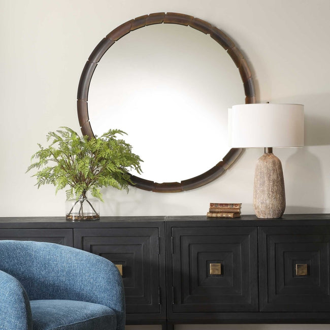 Auger Amber Glass Round Mirror - Uttermost - Round Mirrors by Modest Hut