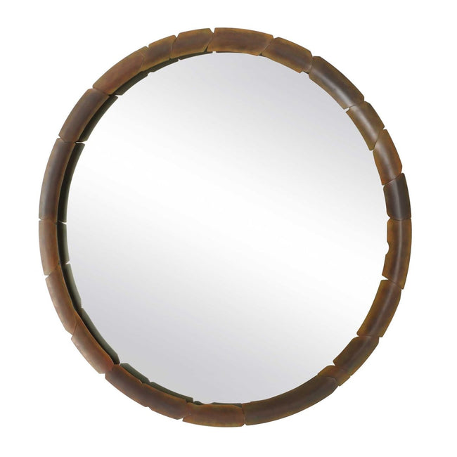 Auger Amber Glass Round Mirror - Uttermost - Round Mirrors by Modest Hut