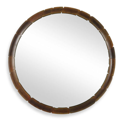 Auger Amber Glass Round Mirror - Uttermost - Round Mirrors by Modest Hut