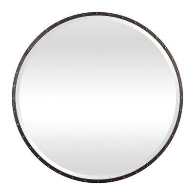 Bendo Rustic Black Round Mirror - Uttermost - Round Mirrors by Modest Hut