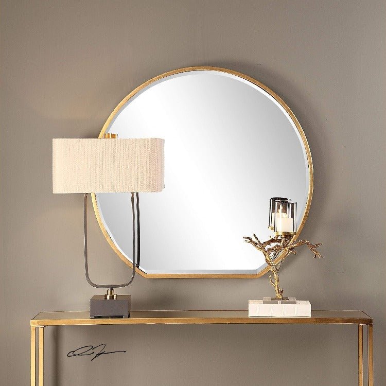 Cabell Gold Iron Mirror - Uttermost - Round Mirrors by Modest Hut