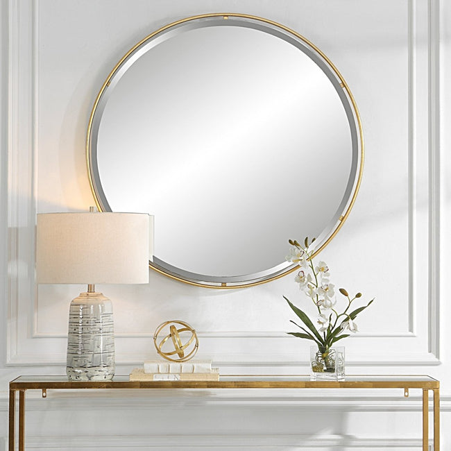 Canillo Gold Round Mirror - Uttermost - Round Mirrors by Modest Hut
