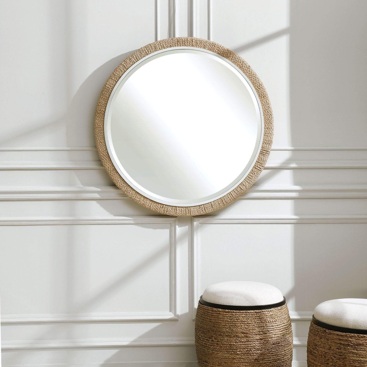 Carbets Round Banana Leaf Mirror - Uttermost - Round Mirrors by Modest Hut